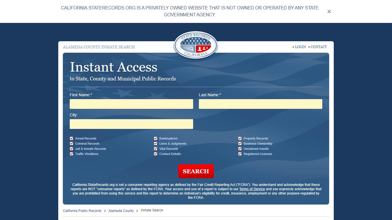 Alameda County, California Inmate Search | StateRecords.org